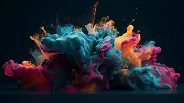 A colorful explosion in a dark background