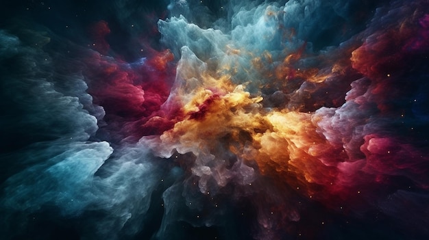 A colorful explosion in a dark space