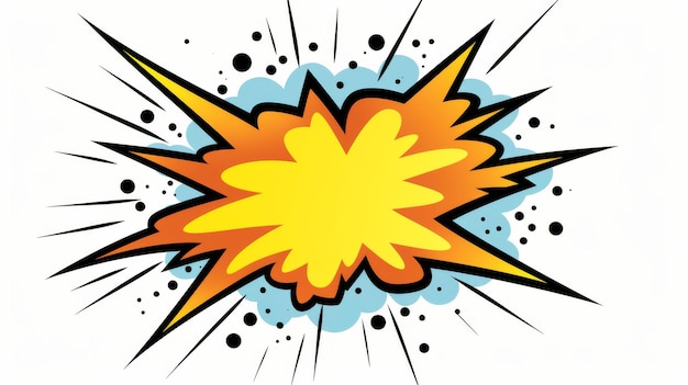 Photo colorful explosion graphic with bright yellow center and dynamic bursts in a comic style