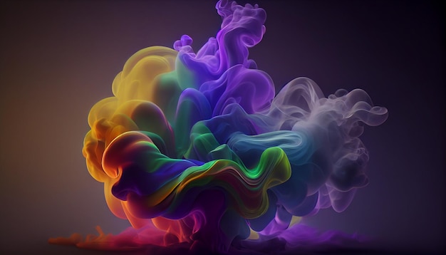 A colorful explosion of liquid is in a dark background.