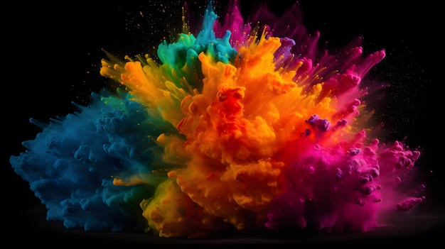 A colorful explosion of powder is shown in this image.