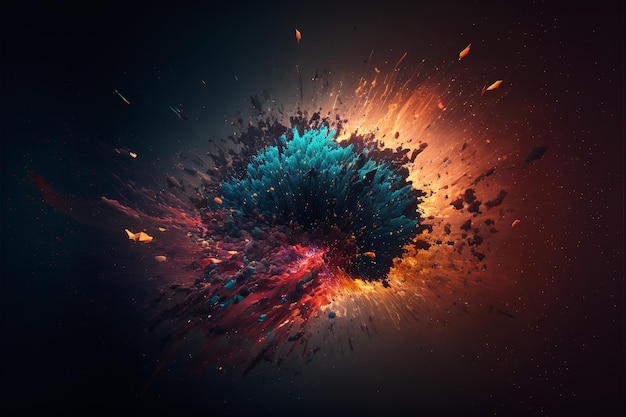 A colorful explosion with a black background