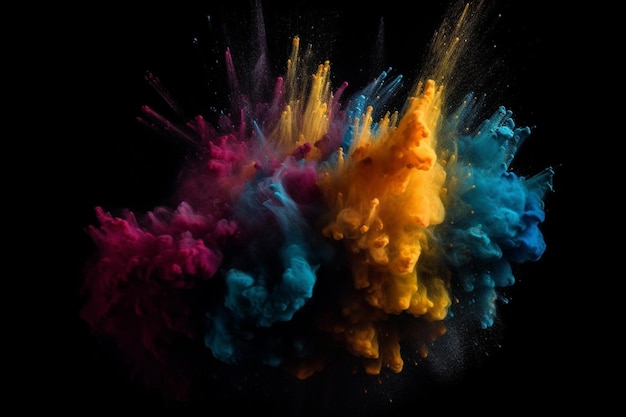 A colorful explosion with a black background