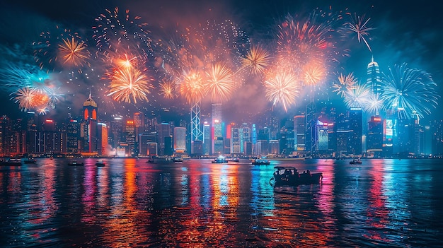 Colorful Explosions in Vibrant Fireworks Display