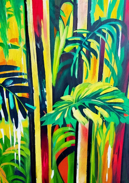 Colorful Expressionism Abstract Tropical Painting