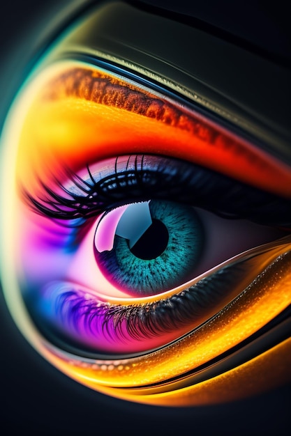 A colorful eye is shown with the word eye on it.