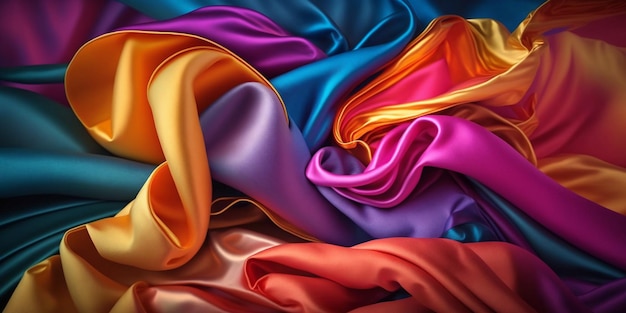 A colorful fabric that is in a pile