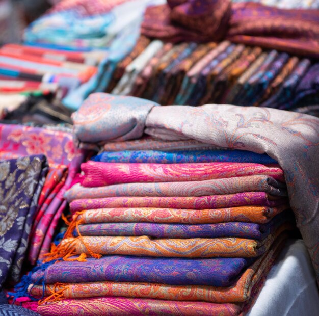 Colorful fabrics on display