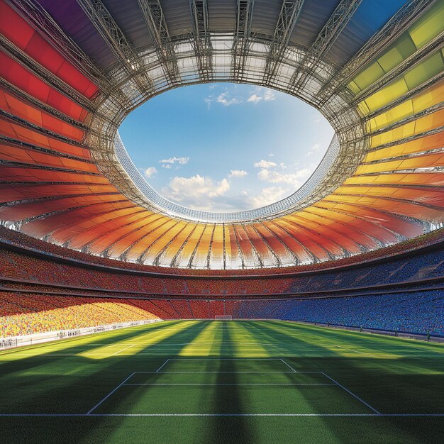 Photo colorful fans filling stadium interior with vibrant atmosphere