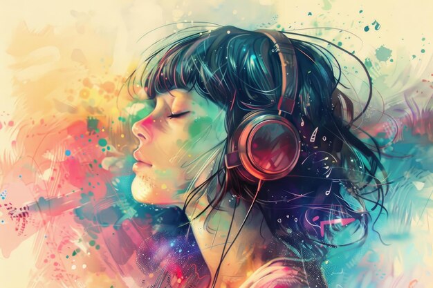 Colorful fantasy of music lover