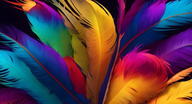 Colorful Feather Background Image Generated by Ai