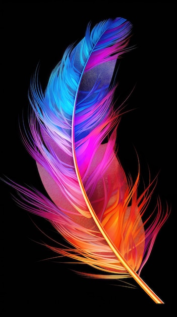 Colorful feather on black