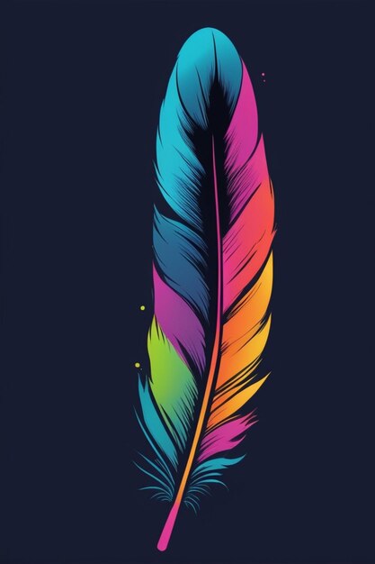 Photo a colorful feather with a colorful pattern of feathers