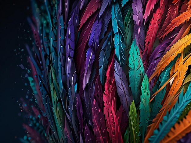 Photo a colorful feather with the word feather on it