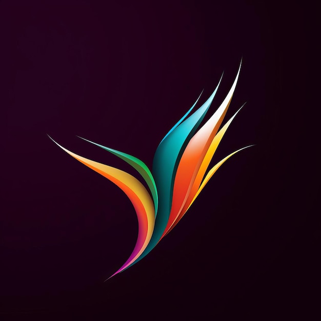 Photo colorful feathers abstract logo of a bird of paradise