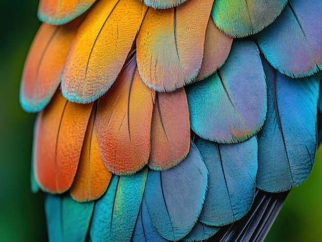 Colorful Feathers of Tropical Birds Captured Up Close