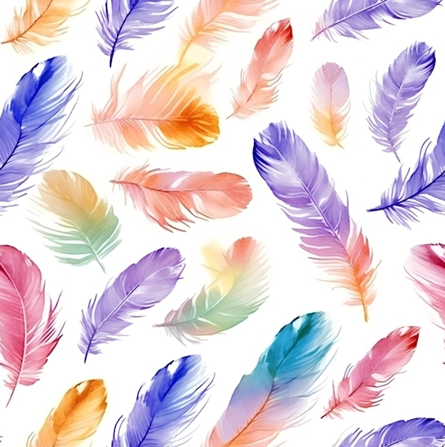 Colorful feathers on a white background