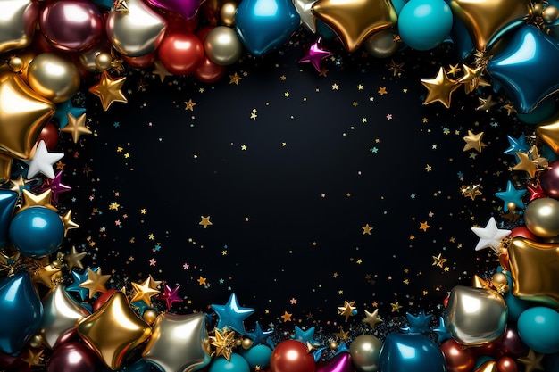 Colorful Festive Background Frame Made of Confetti