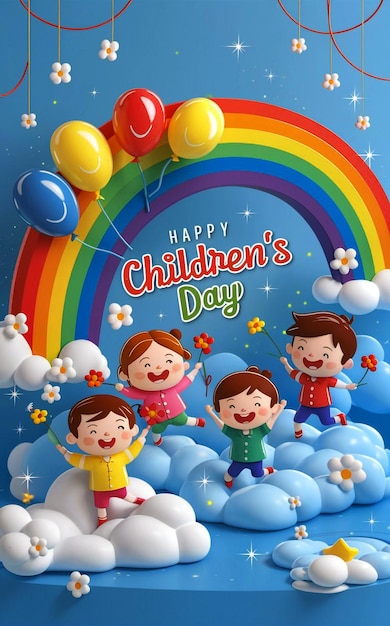 A colorful and festive illustration celebrating Childrens Day