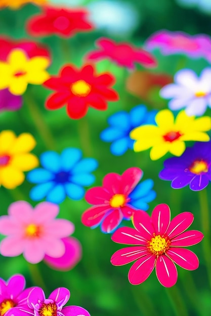 a colorful field of flowers with the words quot spring quot on the bottom