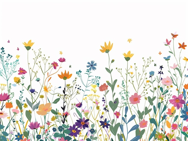 Photo a colorful field of flowers with the words  spring  on the bottom