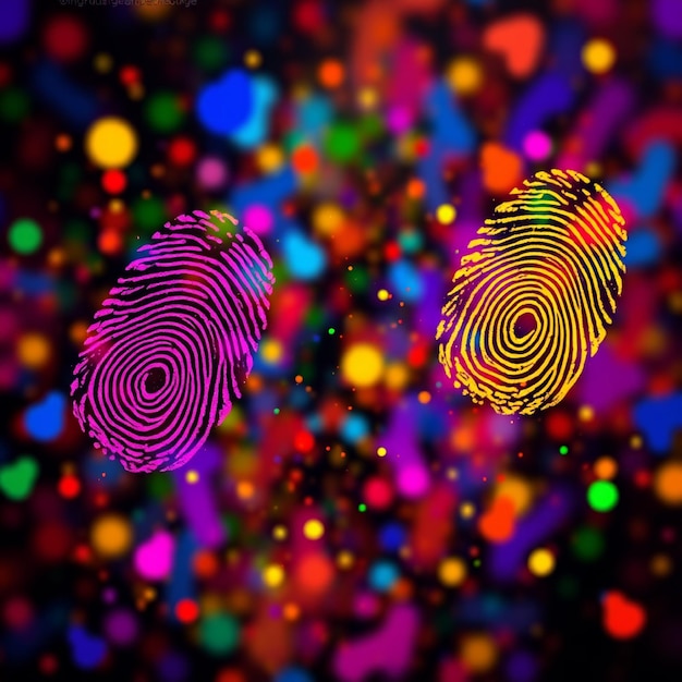 Photo a colorful fingerprint is shown with a multicolored background