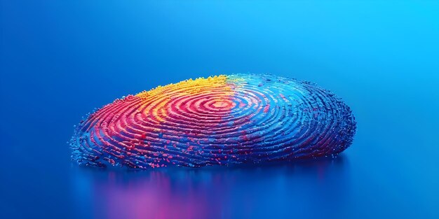 Photo a colorful fingerprint stands out against a bright blue background versatile image concept blue background colorful vibrant fingerprints versatile image