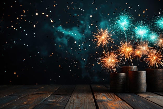 Colorful firework with bokeh background New Year celebration