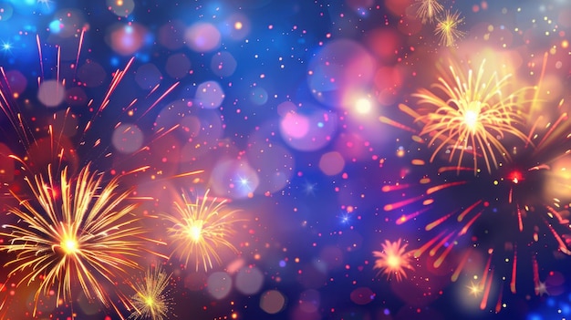 Colorful Fireworks Display Against Night Sky