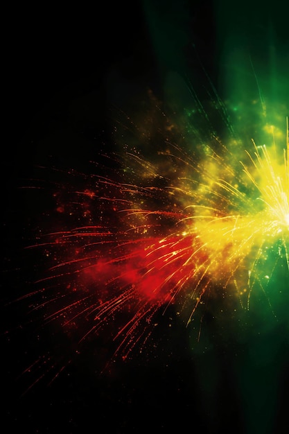 A colorful fireworks display is shown in the dark.