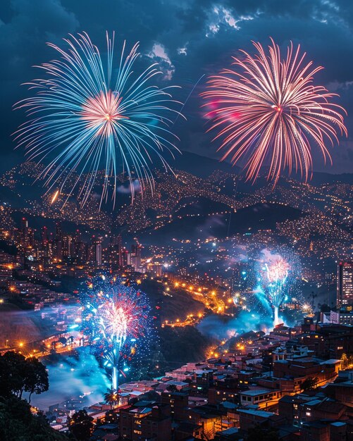 A Colorful Fireworks Display Lighting The Wallpaper