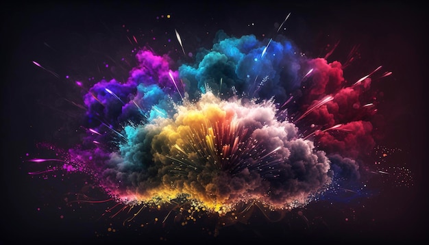 colorful fireworks exploding in the night sky, creative ai