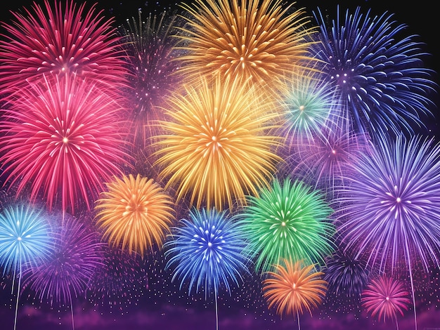 Colorful Fireworks in the sky night background