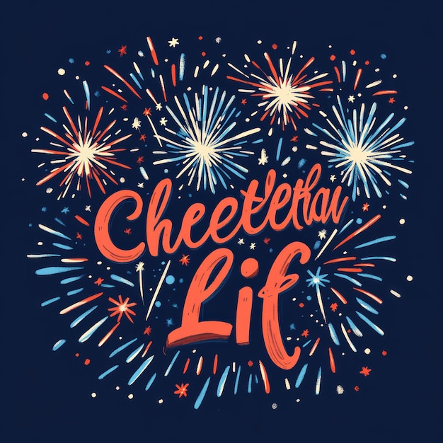 Colorful fireworks with playful text celebrating life