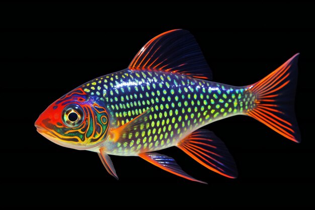 Colorful fish on a black background Isolation