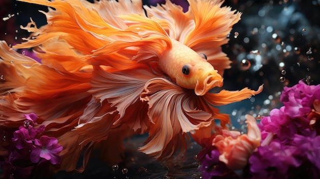 Colorful Fish HD 8K background Wallpaper Stock Photographic image