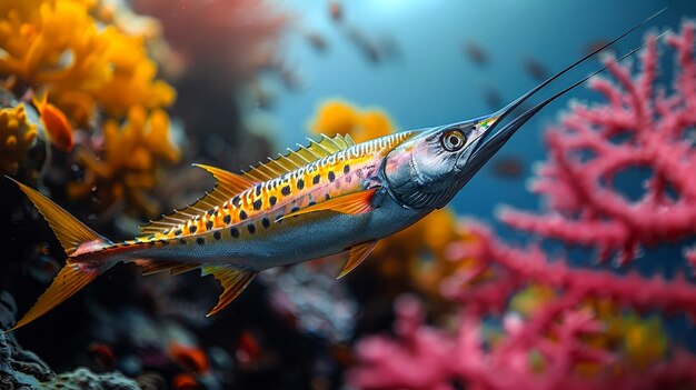 A Colorful Fish Swimming Through Vibrant Coral Reef