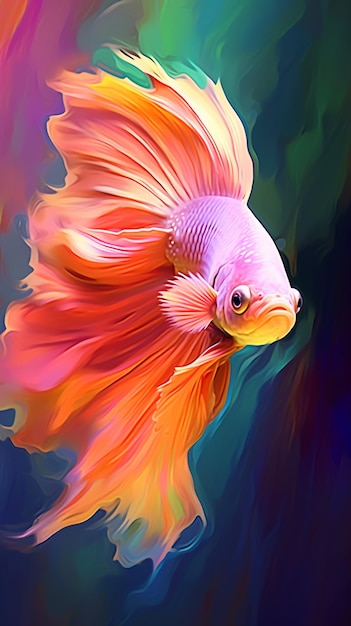 A colorful fish with a pink tail and a white tail.