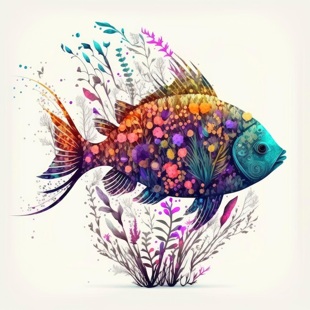 A colorful fish with a purple background and a purple background.