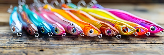 Colorful Fishing Lures Arranged