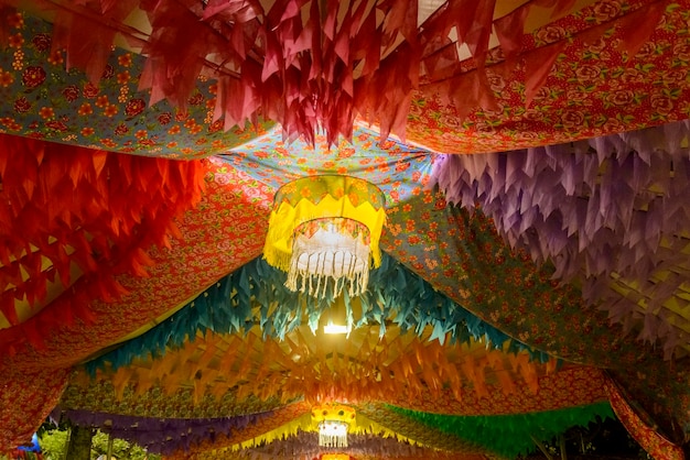 Colorful flags and decorative balloon for the Saint John party in northeastern Brazil