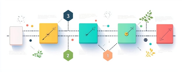 Photo colorful flat illustration of a workflow diagram with three main tasks