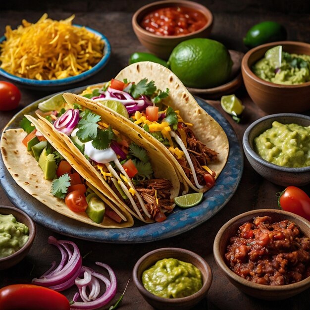 Colorful and Flavorful Mexican Tacos Platter