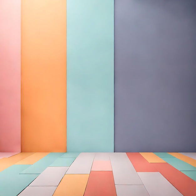 Photo a colorful floor with a blue and orange stripe