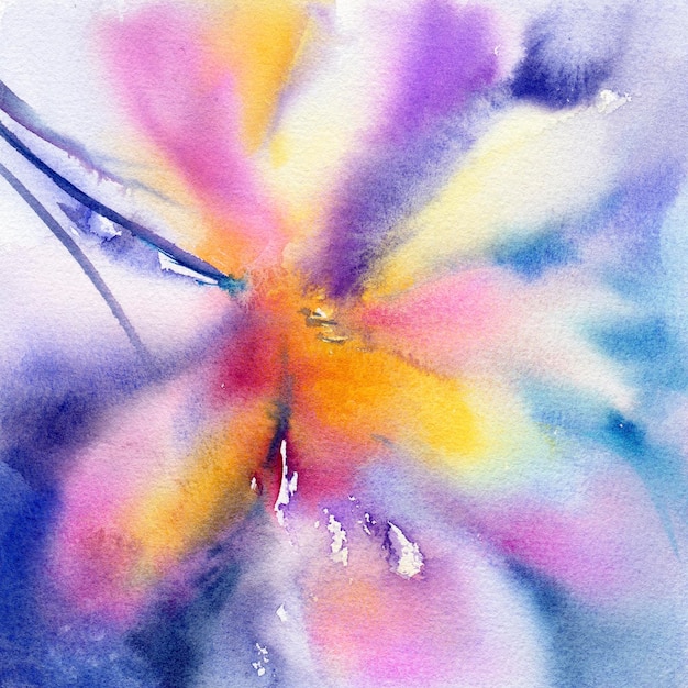 Colorful floral background Watercolor floral painting Hand drawn flowers Expressionist wall art