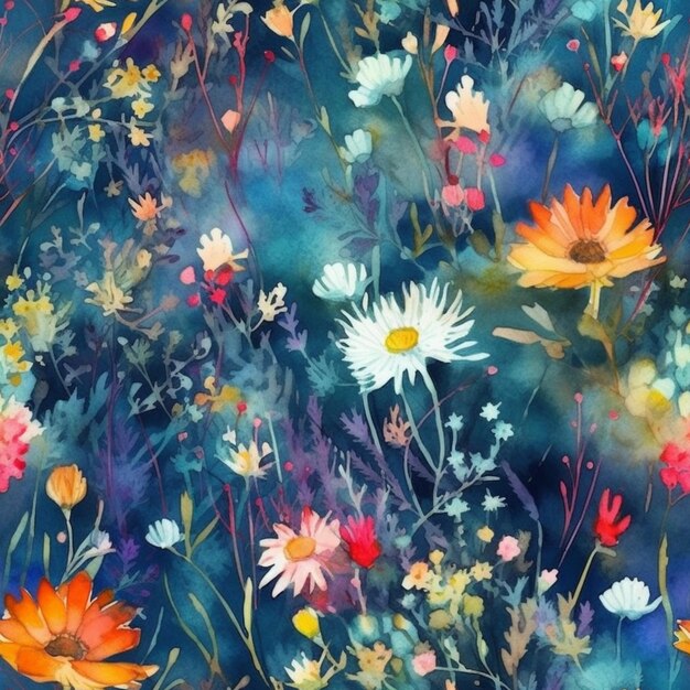 A colorful floral background with a field of flowers.