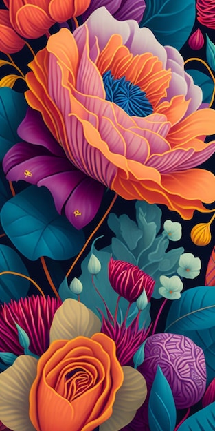 A colorful floral background with a flower pattern.