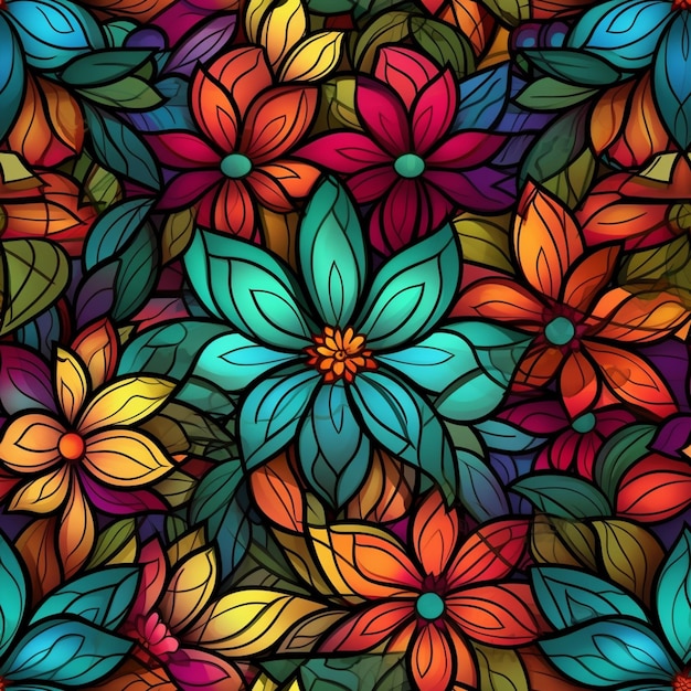 a colorful floral background with many different colored flowers generative ai