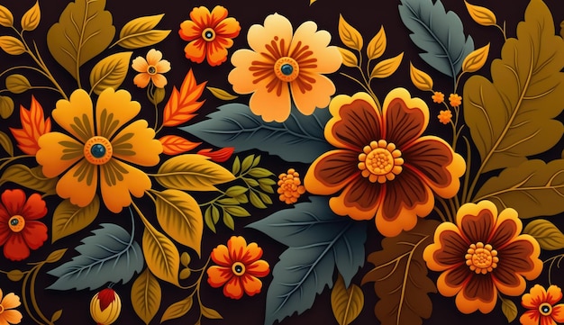 A colorful floral background with orange and yellow generative ai