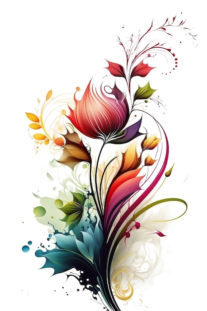 A colorful floral design with a white background.